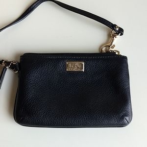 Black leather Coach wristlet